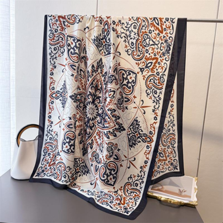 Vintage Paisley Satin Scarf – 90x180 cm Large Silk-Feel Beach Shawl & Hijab